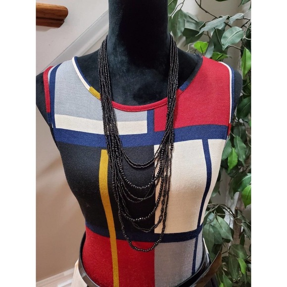 Women's Multicolor Polyester Round Neck Sleeveless Casual Knee Length Dress 10 - Picture 2 of 10